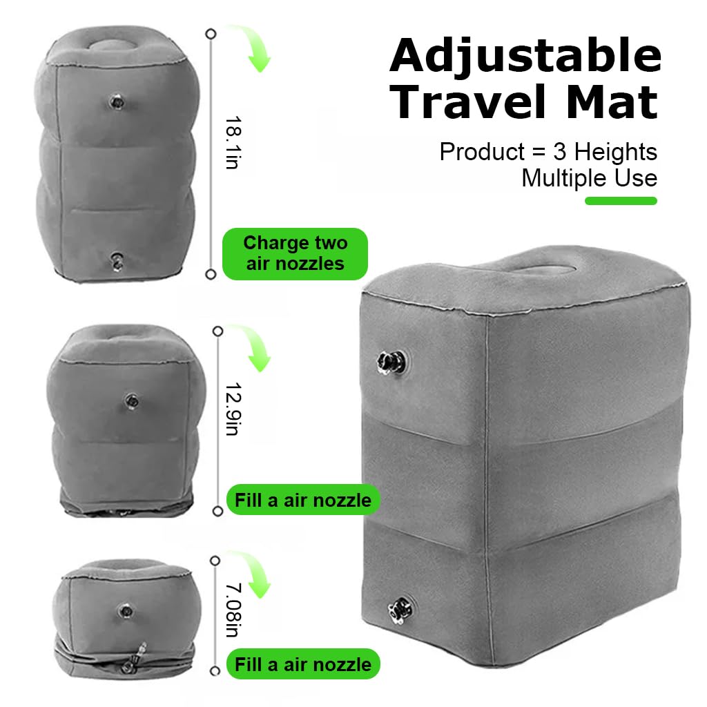 HANNEA Inflatable Foot Rest Pillow for Travel, Kids/Adults Airplane Travel Pillow with Pump & Storage Pouch, Portable Adjustable Three Layers Height Foot Stool for Sleep, Office, Home, Any Travel HANNEA Inflatable Foot Rest Pillow for Travel, Kids/Adults Airplane Travel Pillow with Pump & Storage Pouch, Portable Adjustable Three Layers Height Foot Stool for Sleep, Office, Home, Any Travel